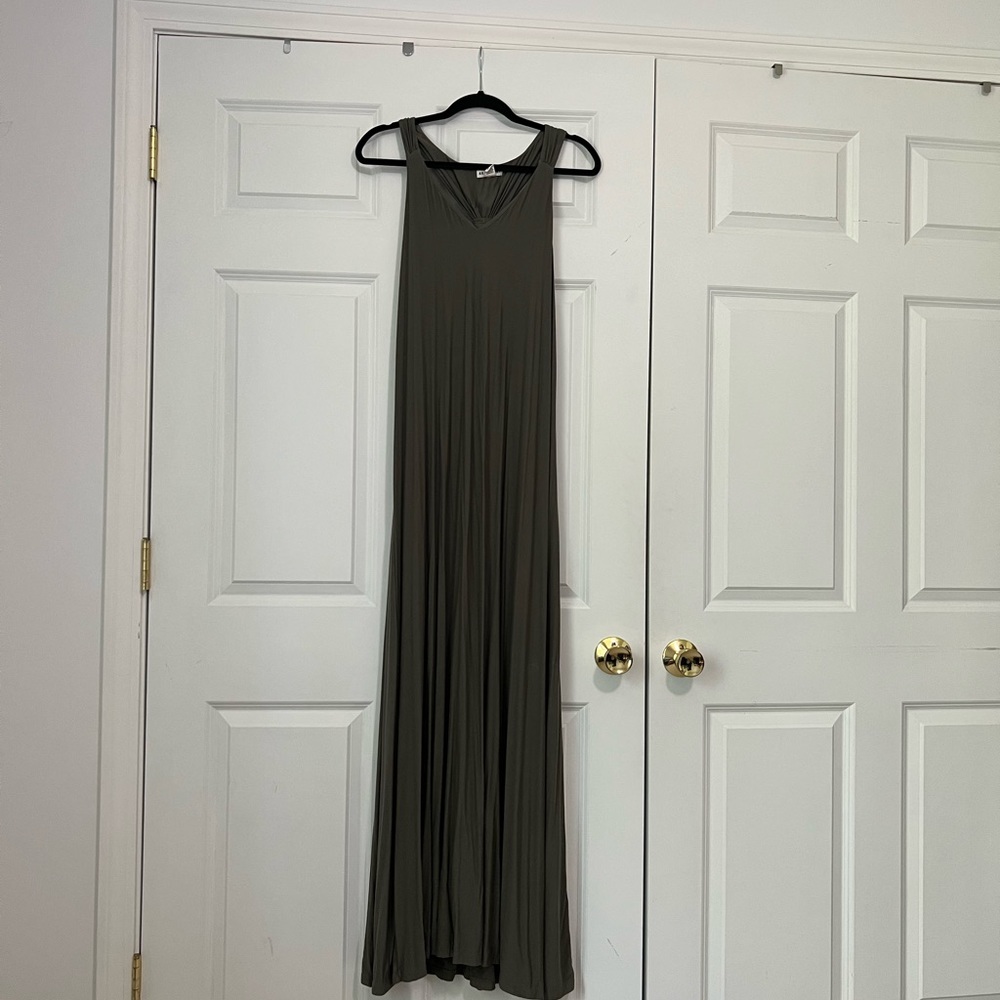 Army Green Boho Flowy Summer Dress
